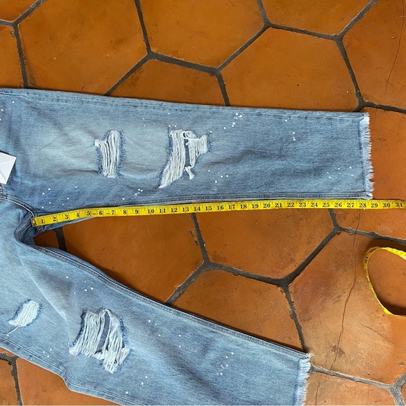 KanCan Jeans Distressed Size 11/29 High Rise Straight NWT Paint Splatter NEW - Picture 6 of 7